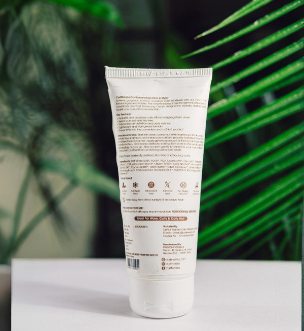 CurlMantra Curl Enhancing Leave-In Styler for Curly, Wavy and Frizzy Hair | With Flaxseed & Aloevera Extract, Pro-Vitamin B5, Almond & Jojoba Oil (100% natural) | Sulfate-Free Silicone-Free, Paraben Free | Enhances Natural Curl Definition